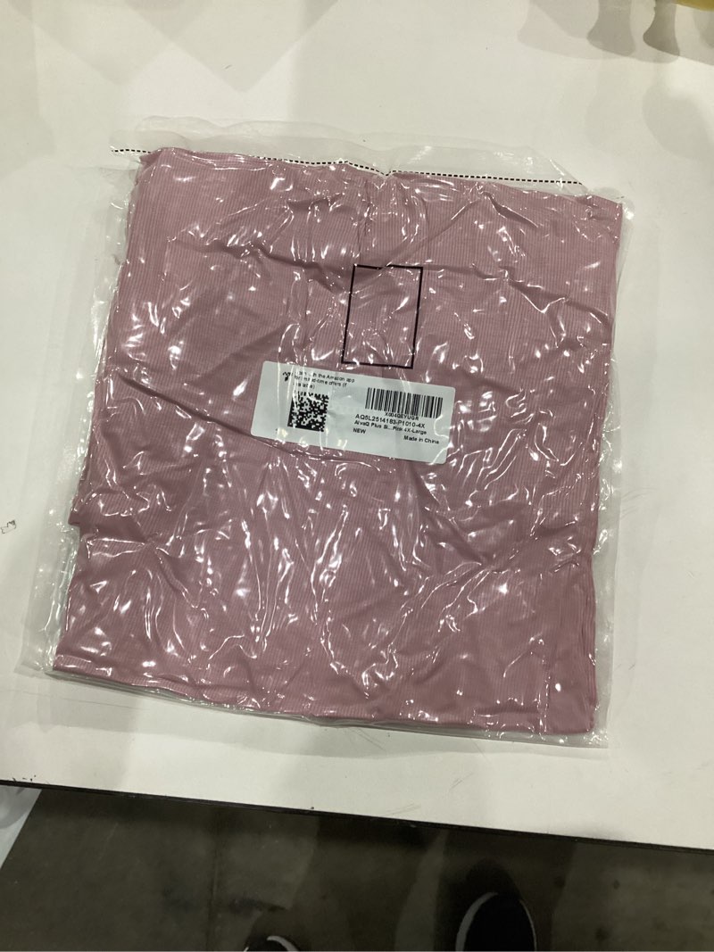 Condition photo showing As Is for AlvaQ Plus Size Tops for Women 2025 Fall Crewneck Twist Front Long Sleeve Shirts Casual Slim Fit Basic Tees Outfits L-4X Light Pink 4X-Large Plus