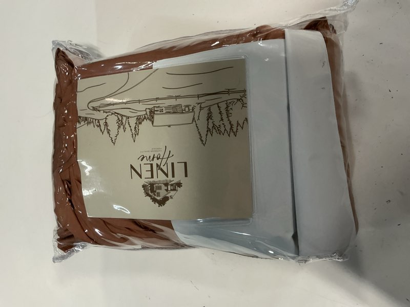 Condition photo showing Good Condition for linen home 100% cotton percale sheets queen size, tera clay, deep pocket, 4 pieces set - 1 flat, 1 deep pocket fitted sheet and 2 pillowcases, crisp cool and strong bed linen 4 pieces queen sheet set 15 - tera clay