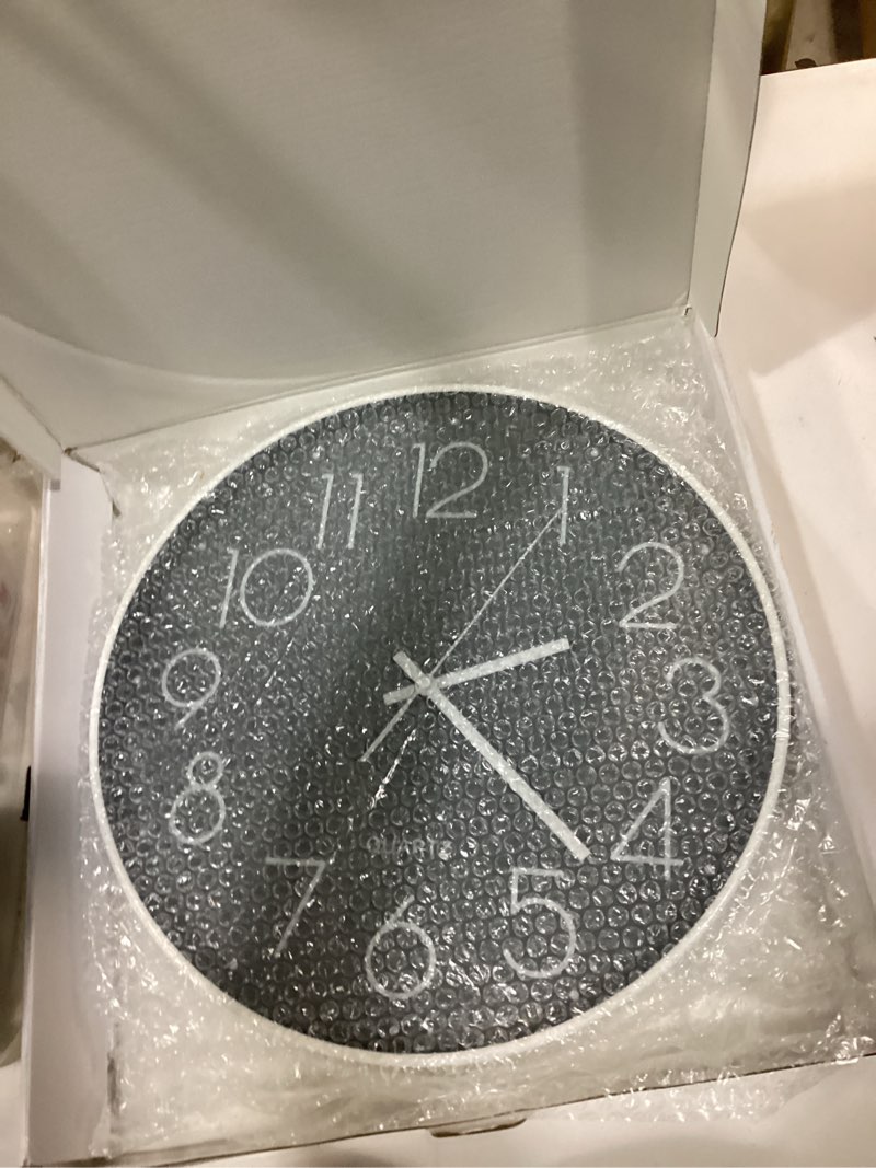 Condition photo showing New/Like New for jomparis 16 inch large wall clock silent modern elegant simple decor for living room office 16 inch gray