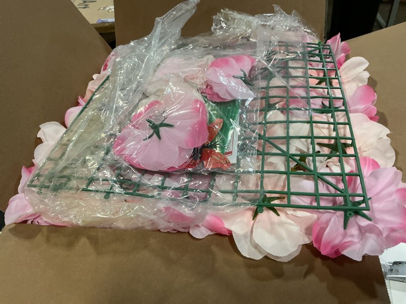 Condition photo showing New/Like New for flower wall backdrop 12-pack 16.5x16.5 inch artificial rose silk flowers panels-floral wall panel wedding photo backdrop, photography backdrop, event party decoration-pink pink 16.5inch