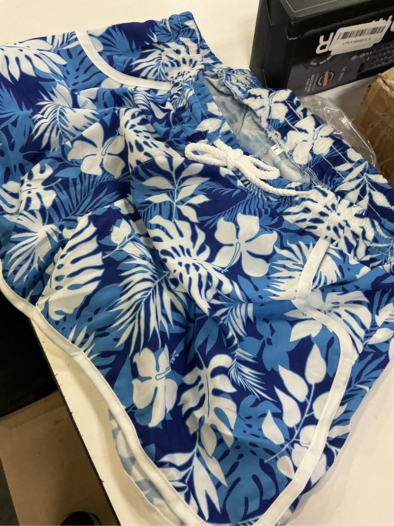 Condition photo showing Good Condition for for g and pl women summer floral beach boardshorts with pockets swim trunks large floral leaf