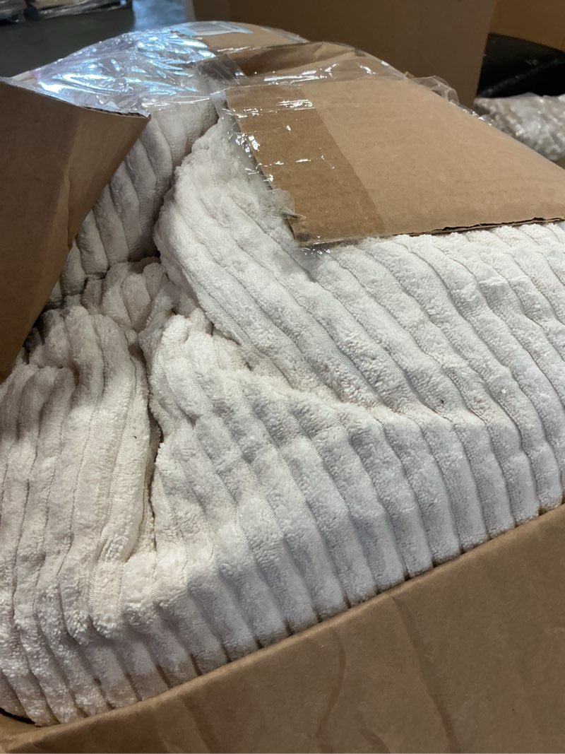 Condition photo showing Good Condition for HIGOGOGO Square Stuffed Pouf Ottoman, Corduroy Poufs with Foam Chunk Filling, Furry and Fluffy Pouf 