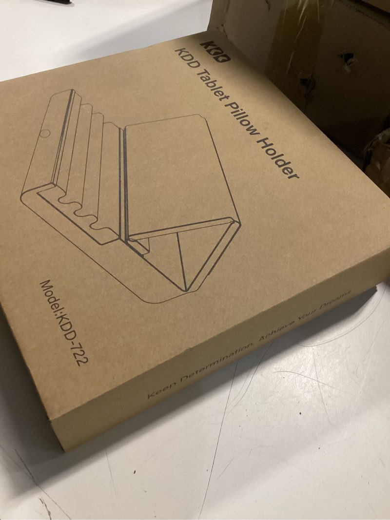 Condition photo showing New/Like New for kdd tablet pillow holder, foldable ipad stand for lap, bed and desk -tablet soft pad dock with pocket & stylus mount compatible with ipad pro 12.9, 10.5, 9.7 air mini 6 5 4 3, galaxy tab,e-reader blue