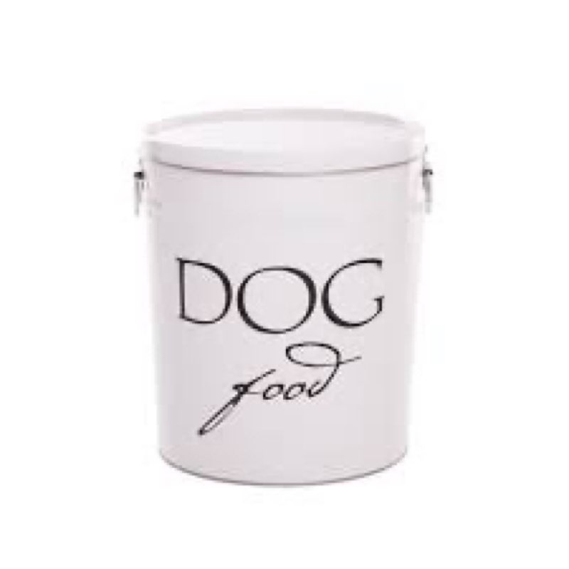 harry barker classic white dog food storage canister – medium, airtight stainless steel pet food container, holds up to 22 lbs dry dog food, kitchen counter & pantry storage - white 22lb capacity (white)