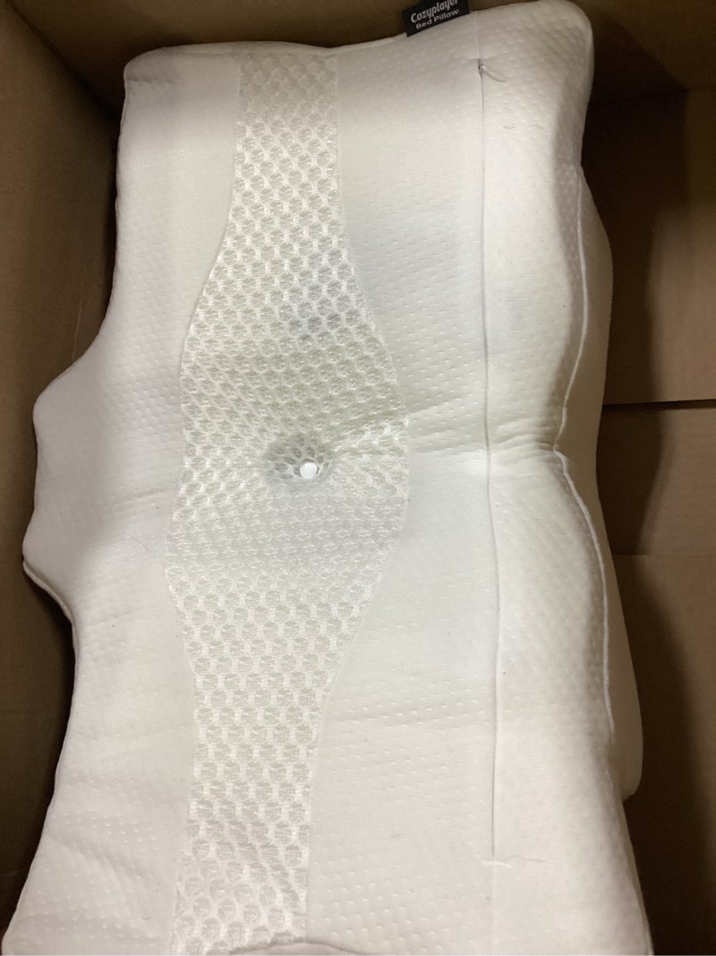 Condition photo showing Good Condition for cozyplayer effective pain relief cervical neck pillow for sleeping, ergonomic cooling side sleeper pillow for neck support, odorless contour memory foam pillows, bed pillow for stomach back sleeper white queen