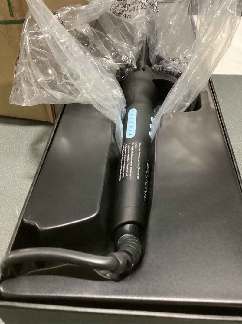 Condition photo showing As Is for bio ionic long barrel styler,curling iron with moisture heat technology & nanoionic mx, verstatile curling wand 0.75 inch (tight curls) black