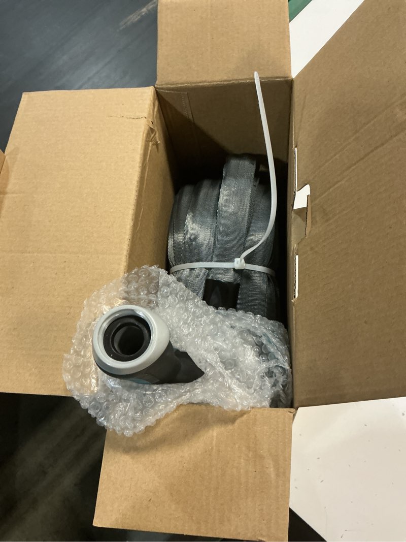 Condition photo showing New/Like New for non-expanding garden hose 75ft – flexible, burst-resistant, with 10-function spray nozzle, lightweight & durable for outdoor use(grey) 75ft gray