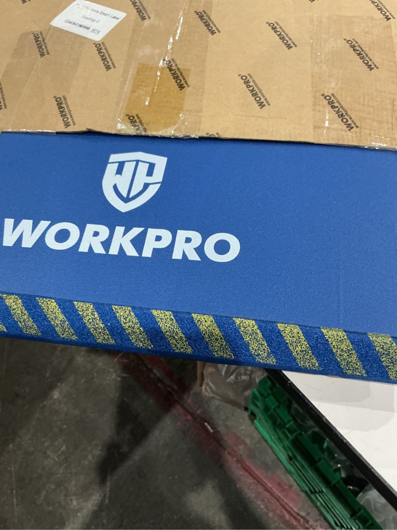 Condition photo showing As Is for workpro extra thick kneeling pad, blue, 28 x 16 x 1.2in | soft nbr foam knee cushioning, extra large foam kneeler mat, for auto-repair, gardening, workout supplies