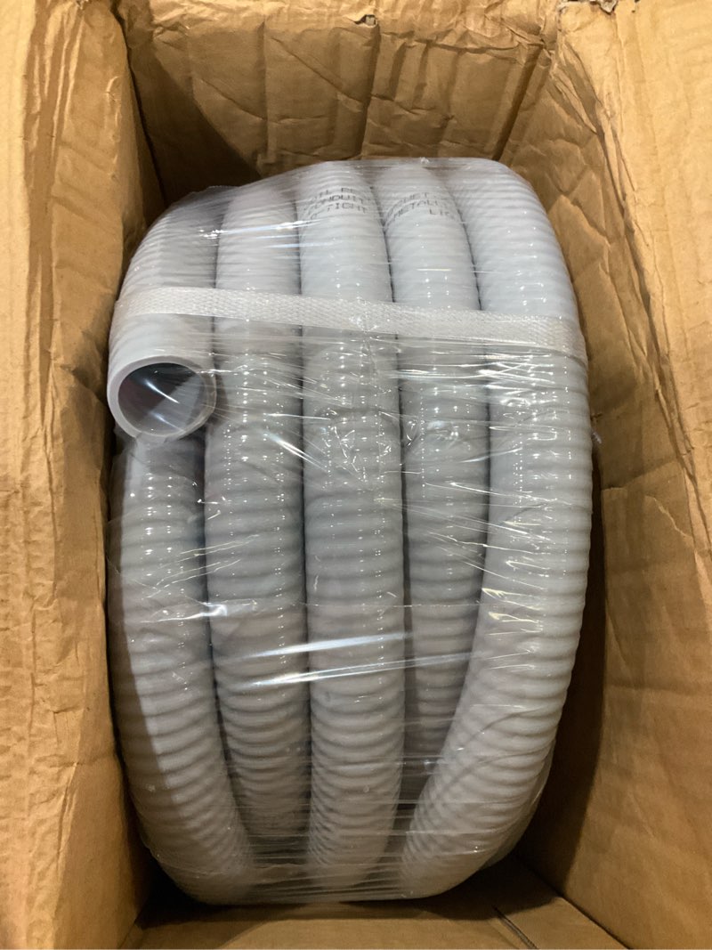 Condition photo showing As Is for 1 inch 25ft liquid-tight conduit and connector kit,flexible non-metallic liquid tight electrical conduit kit with 5 straight and 3 90-degree connector fittings,1in. dia 1inch 25ft