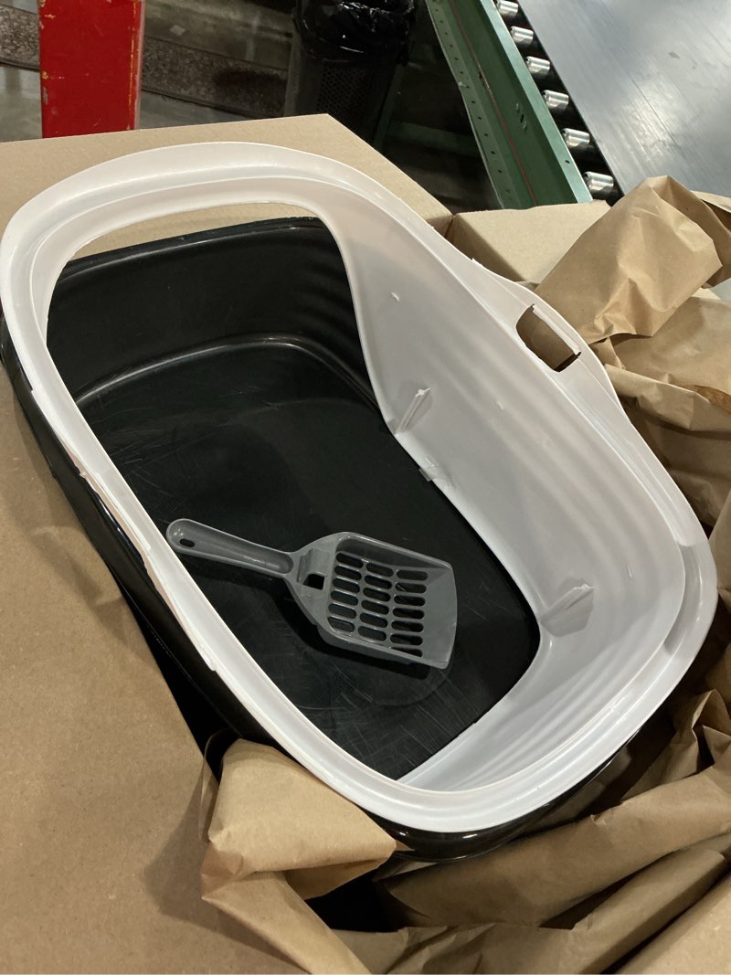 Condition photo showing Good Condition for arm & hammer rimmed cat litter box with high sides and microban, made in usa pearl white/ dark gray standard
