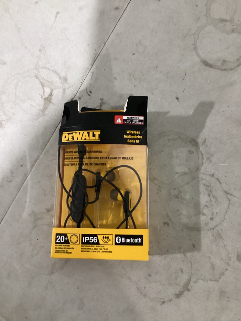 Condition photo showing As Is for dewalt jobsite wireless bluetooth earphone 1 pk