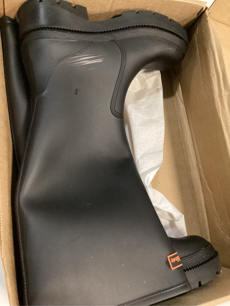 Condition photo showing As Is for Startflare Women's Knee-High Rain Boots - Waterproof Rubber Work Boots with Wide Calf & Anti-Slip So