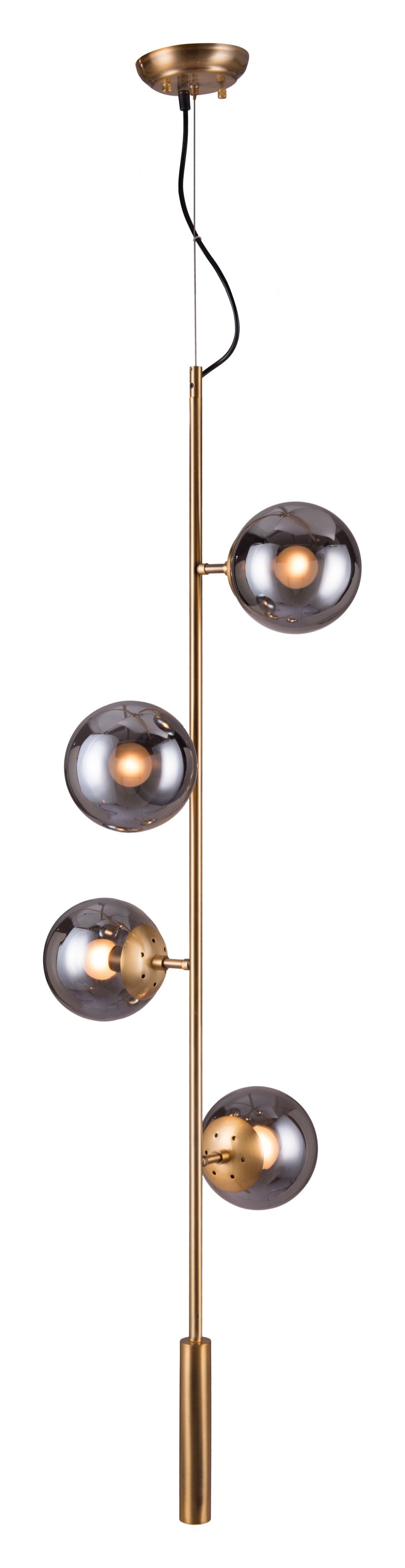  Gold Berry and Smoked Glass Ceiling Lamp