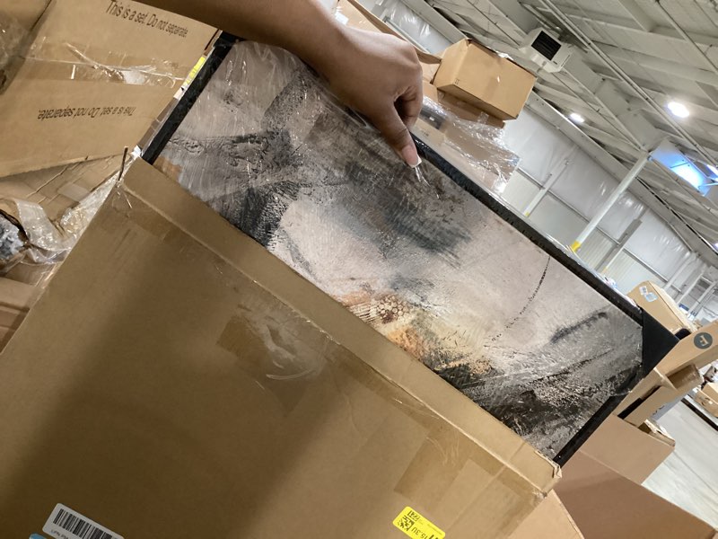 Condition photo showing Good Condition for klakla modern art wall decor - large wall art for living room, office, bedroom - abstract wall art canvas pictures for living room - orange, gray, yellow wall artwork 20×40in orange black abstract 20x40