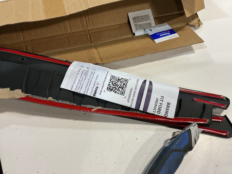 Condition photo showing As Is for xipoqix door edge protector compatible with 2022-2024 2025 2026 ford maverick rear door inner weatherstrip tpe wind noise reduction inner trim replacement for 2022-2026 ford maverick accessories