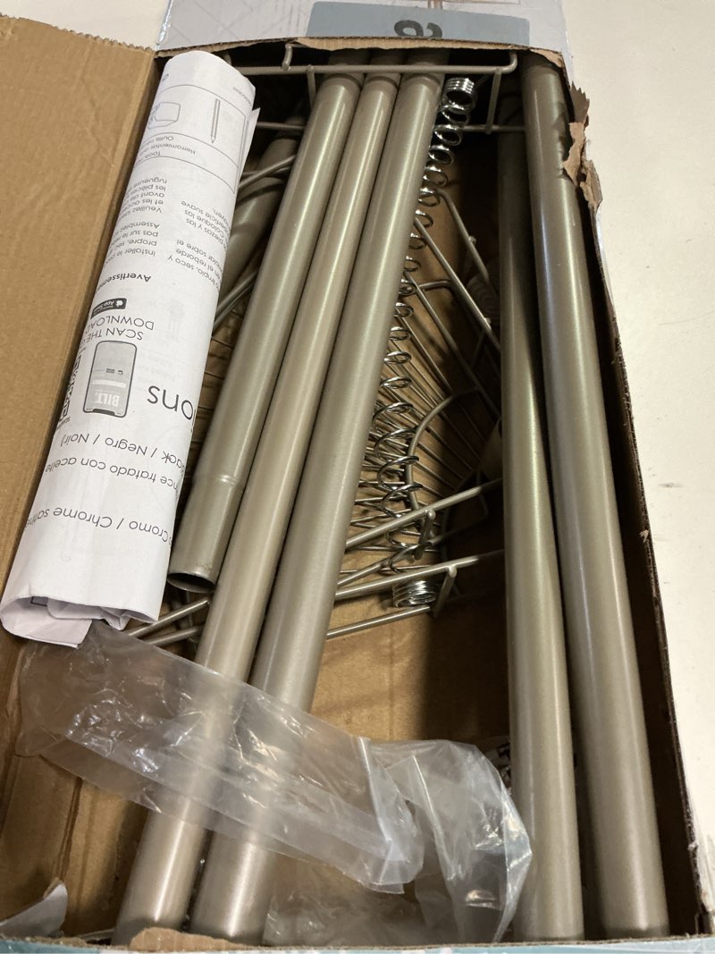 Condition photo showing As Is for Zenna Home Tension Pole Shower Caddy Corner Organizer, Adjustable Standing Shower Caddy with 4 Baskets and Towel Bar, Rust Resistant Bathroom Tension Rod Organizer, 60 to 97 Inch, Satin Nickel