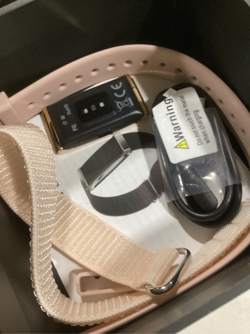 Condition photo showing As Is for smart bracelet for women, wearable health activity fitness trackers, 24h sleep tracker, 24/7 continuous heart rate/blood pressure/hrv/stress monitor, 170+ sports modes smart band with free app 2 bands pink
