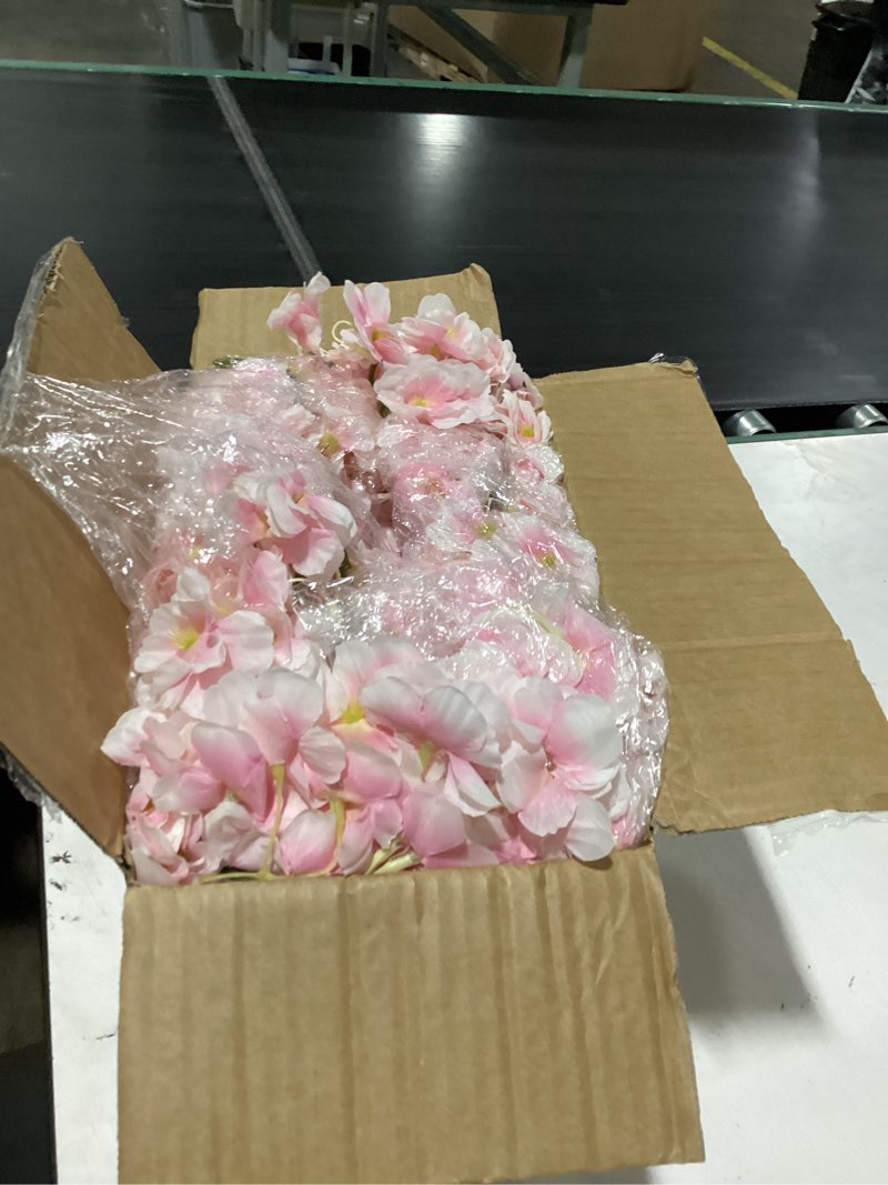 Condition photo showing New/Like New for sunm boutique 4 pcs total 23.6 ft artificial cherry blossom flowers, faux lighted cherry blossom garlands, fake cherry blossom hanging silk flowers garlands vines for home wedding party decor, pink pink with flower light pack of 4