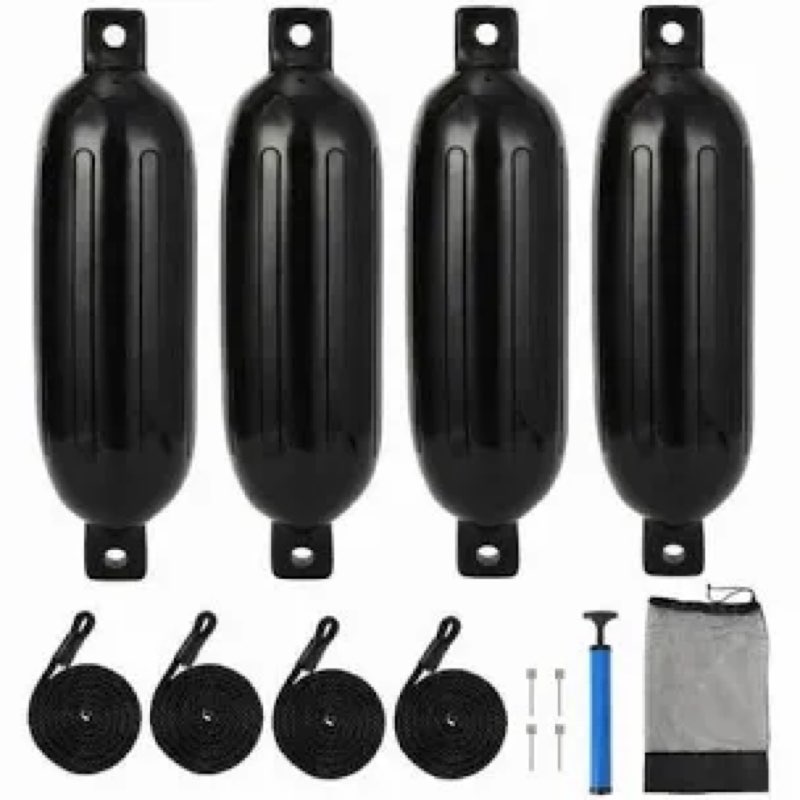 FUCNEN Boat Fenders 4 Pack 6.5\" x 23\" Boat Bumpers Fenders for Docking with Pump, 4 Fender Lines, 30