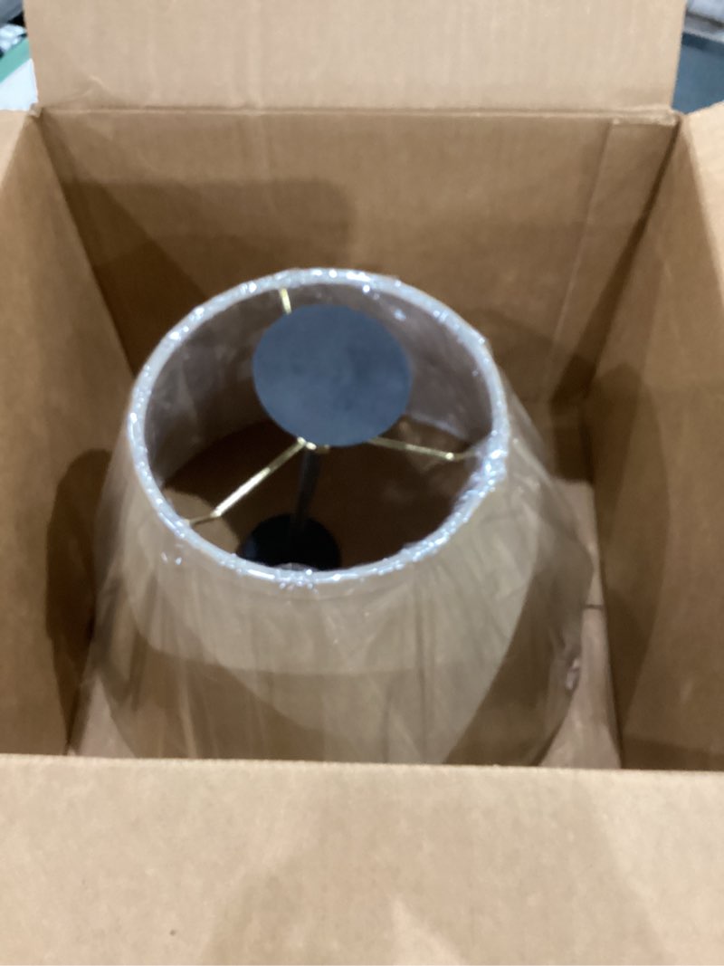 Condition photo showing Good Condition for aspen creative 32692, transitional empire shape spider construction lamp shade, sepia, 7" top x 13" bottom x 9-1/2" slant
