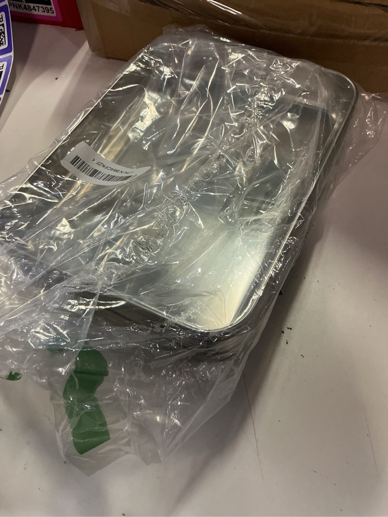 Condition photo showing Good Condition for extra small serving tray in bulk stainless steel 304 little tiny baking sheet pans 9.3 x 6.9 x1.1inch (diagonal 10.63) dishwasher safe no rust reheat food for 1~2 person 12 pack extra small 9.3 x 6.9 inch 12