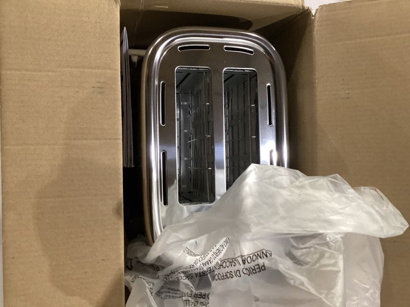 Condition photo showing New/Like New for black+decker® 2-slice toaster with 7 toast shade settings, extra-wide slots for bagels, stainless steel exterior finish silver 2-slice (pack of 1)