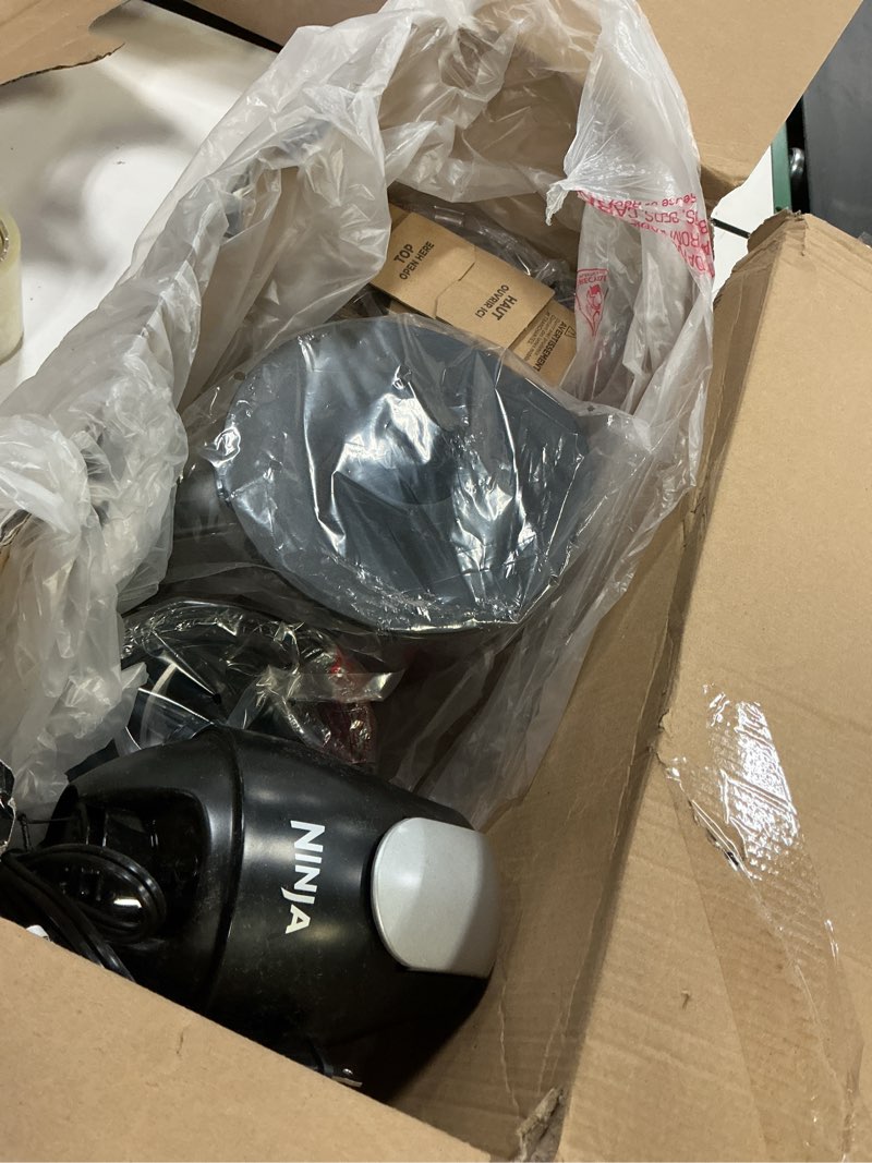 Condition photo showing As Is for Ninja QB1004 Blender/Food Processor with 450-Watt Base, 48oz Pitcher, 16oz Chopper Bowl, and 40oz Processor Bowl for Shakes, Smoothies, and Meal Prep,Black Black 48 Ounces