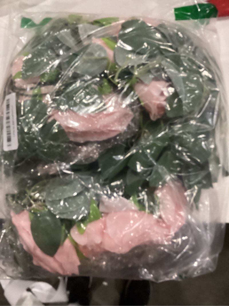 Condition photo showing As Is for TELDRASSIL 4Pcs(26 FT) Artificial Rose Vine Fake Flower Garland Fake Silk Rose Hanging Vine for Wedding Party Background Arch Garden Background Decoration (Pink)