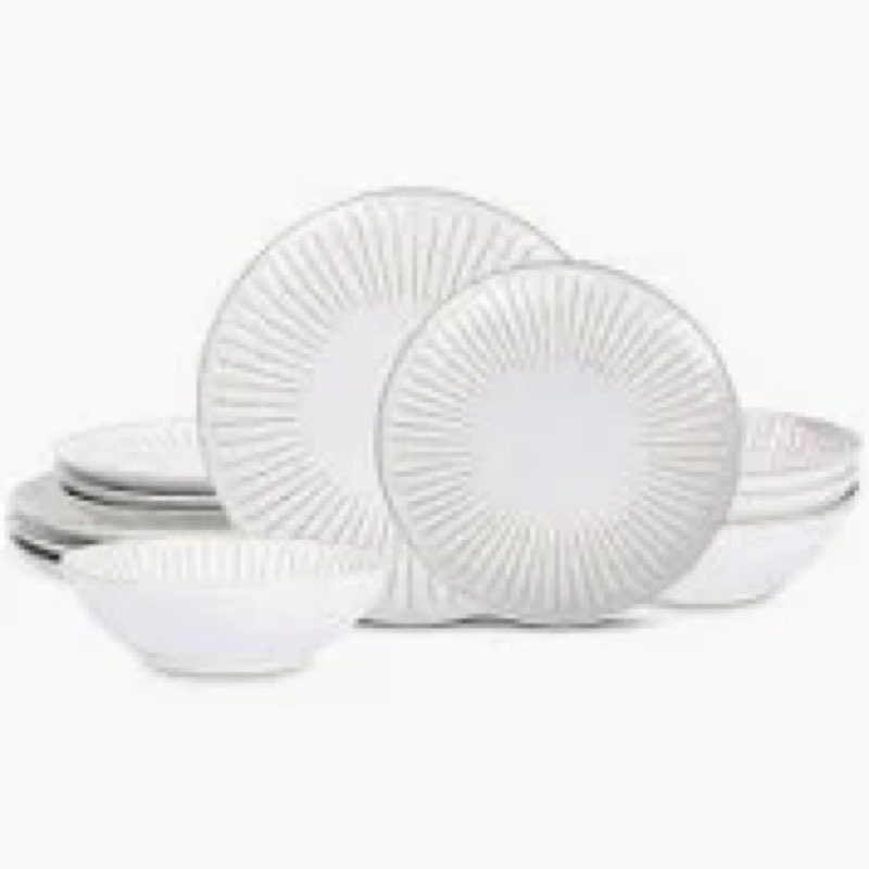 Stone Lain Linea 12-Piece Dinnerware Set Stoneware, White