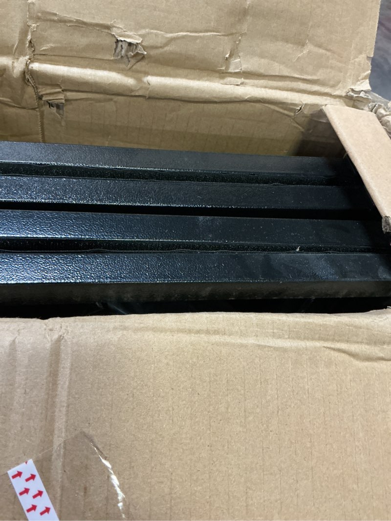 Condition photo showing Good Condition for dj facade booth portable dj booth table, folding 2-tier workstation table with cable management holes, adjustable leveling feet, black & white scrim panels for wedding party events(upgrade) upgrade 40*20 double layer