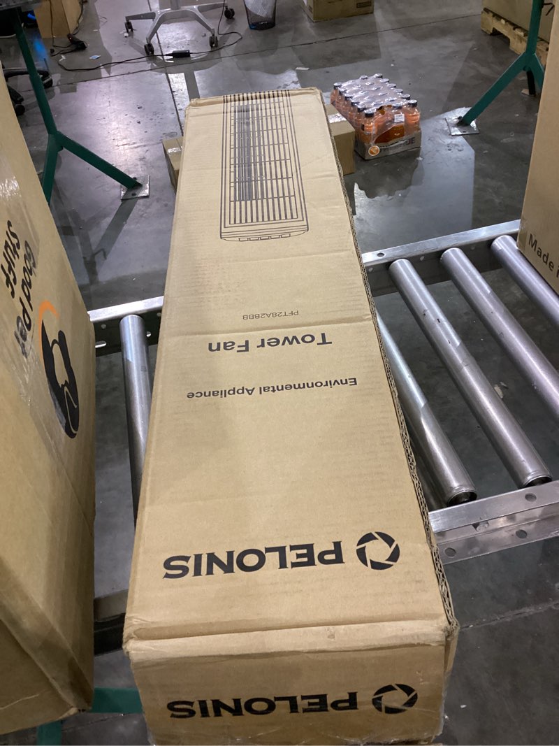 Condition photo showing As Is for PELONIS 30 Inch Oscillating Tower Fan with 3 Speed Settings and Auto-off Timer, Standing Fan PFT28A2BBB, Black, medium Black Basic