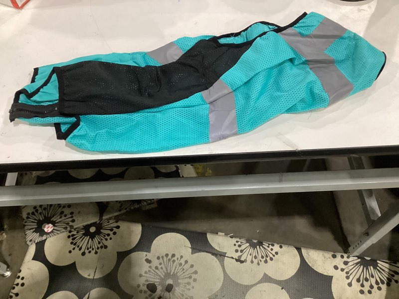 Condition photo showing Good Condition for tccfcct women high visibility vest 11 pockets snug-fit reflective safety vest with zipper, neon construction work vest for lady contractors/surveyors/workers, durable,meets ansi, malachite blue l large malachite blue-kangaroo series