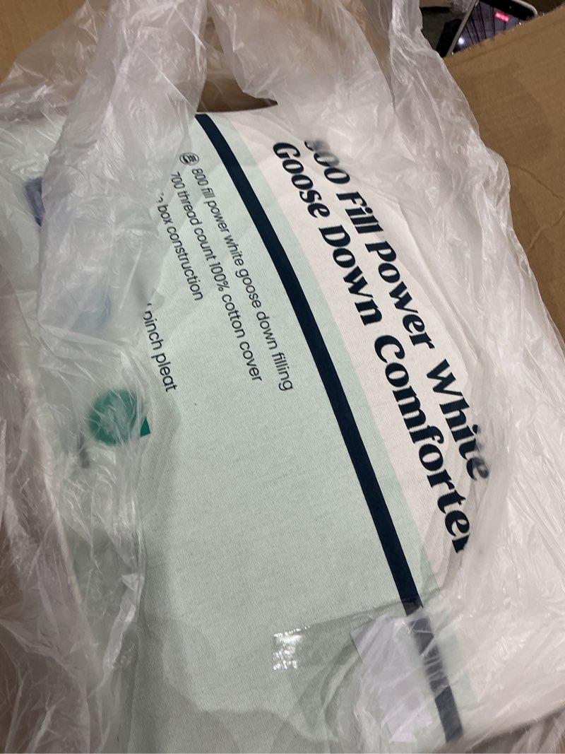 Condition photo showing Good Condition for puredown grey goose down comforter full/queen size, 800 fill power, 100% cotton 700 tc fabric, winter duvet insert, pinch pleat heavyweight comforter cloud fluffy extra warmth winter-grey full/queen