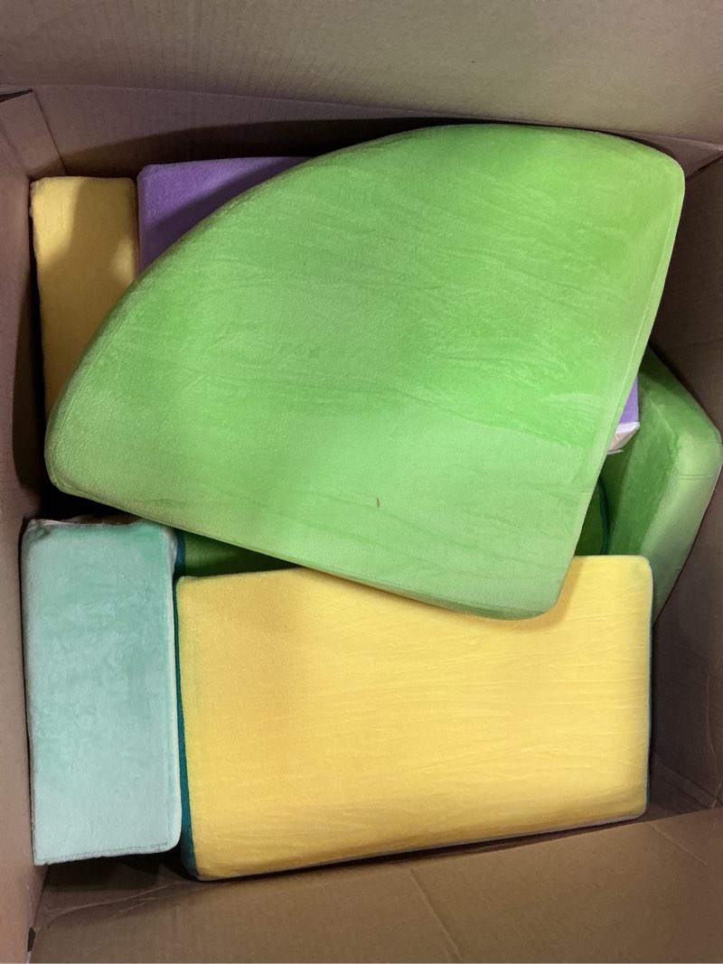 Condition photo showing Good Condition for foam climbing blocks for toddlers, 12 pcs colourful toddler climbing toys indoor, soft play set with toy car, flexible crawling and sliding climbing blocks