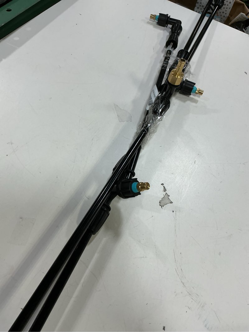 Condition photo showing As Is for 6-nozzle poly boom wand with 3/8" brass fitting, 7.5 ft. atv sprayer boom, wide-coverage agricultural & lawn spray attachment for tractors/utvs (fiberglass wand)