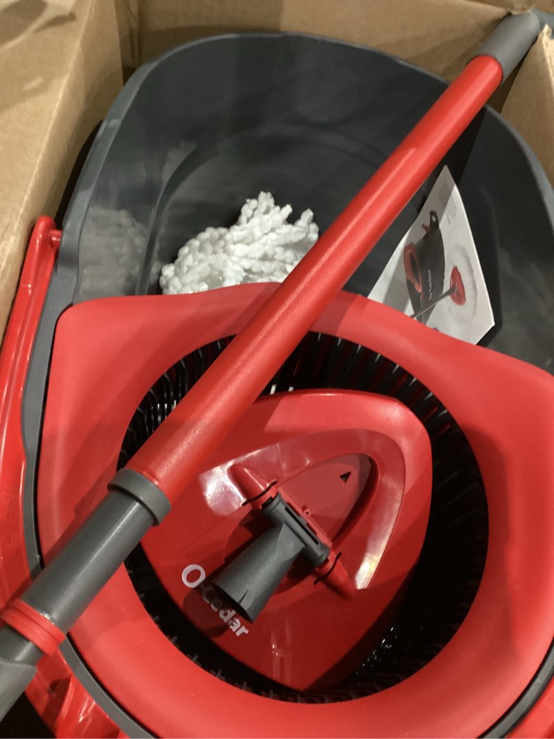 Condition photo showing Good Condition for O-Cedar EasyWring Microfiber Spin Mop, Bucket Floor Cleaning System, Red, Gray, Standard Easywring Spin Mop & Bucket
