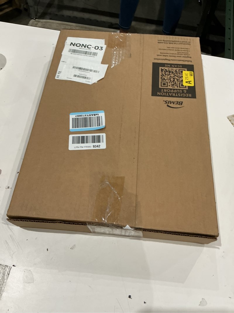 Condition photo showing As Is for similar to not exact signature hardware 447334 elongated closed-front toilet seat and lid with soft close and quick release