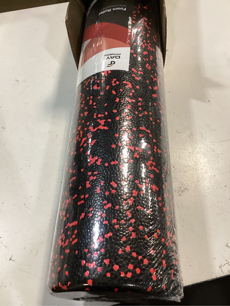 Condition photo showing New/Like New for day 1 fitness high density muscle foam rollers - sports massage rollers for stretching, physical therapy, deep tissue, myofascial release - ideal for exercise and pain relief - speckled red, 24” 24" red speckled
