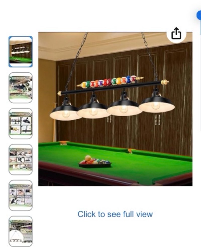 rossesay adjustable pool table lights for 7'-8' billiard light hanging pool table light fixture lighting pendant lamp with metal shades for game rooms (bulb not included)(4 lights)