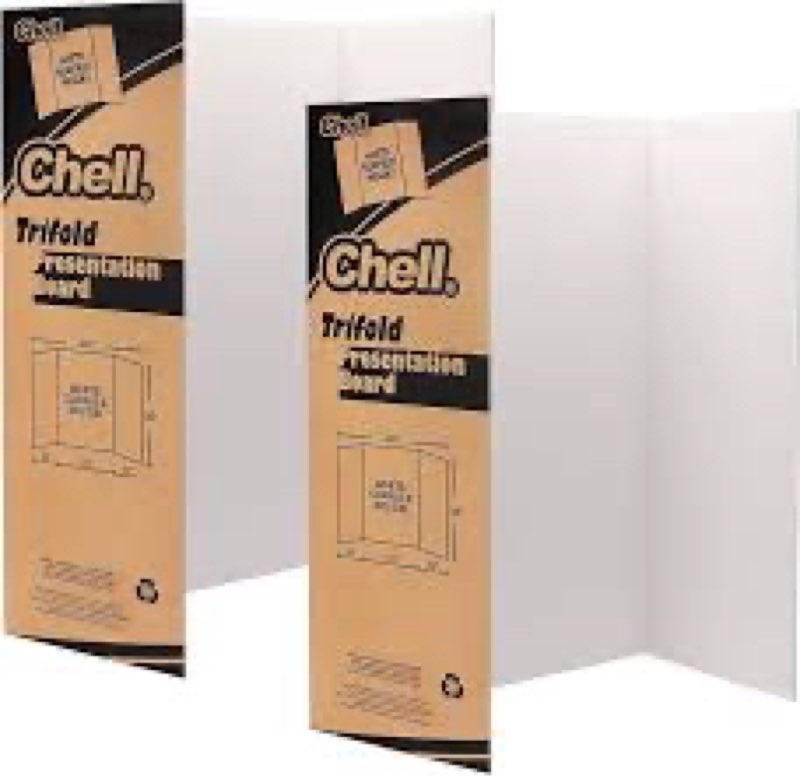 Chell 36" x 48" Large Trifold Poster Board, 2 Pack, White Corrugated Project Boards for Science Fair