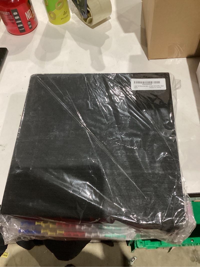 Condition photo showing New/Like New for Large Cork Board Felt Wall Tiles, 47"x35" 12 Pack Felt Bulletin Board Pin Board with Safe Removable Adhesive Tabs and Push Pins, Alternative Cork Board for Walls Home Office, Black Narrow Stripe - Black 12 PACK