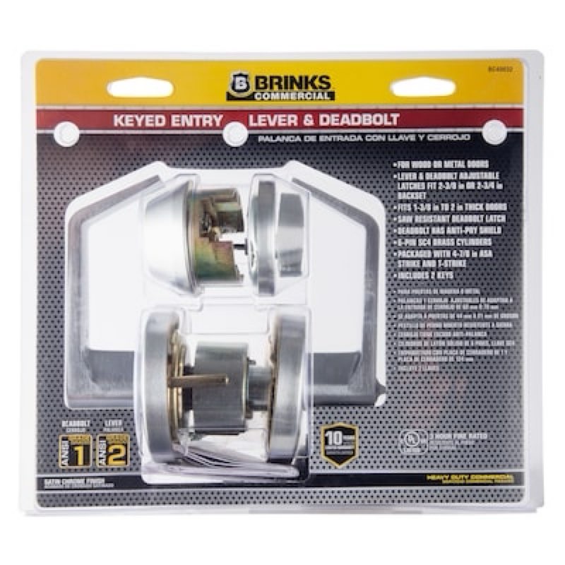 brinks commercial heavy duty commercial lever satin chrome exterior single-cylinder