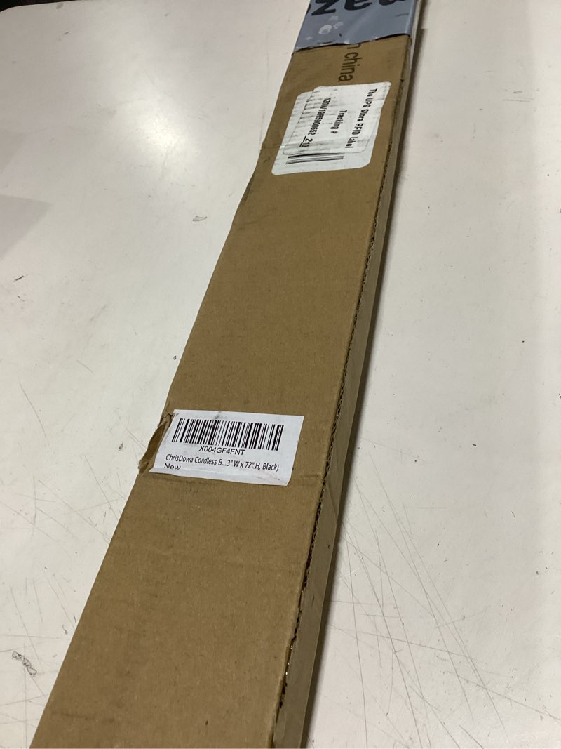 Condition photo showing Good Condition for ChrisDowa Cordless Blackout Roller Shades for Windows, Thermal Insulated UV Protection Pull Down Shades, Total Blackout Window Blinds for Home, Office, Bedroom, Door (33" W x 72" H, Black) 33"W x 72"H Black