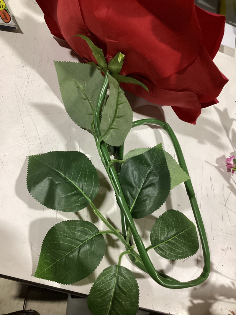 Condition photo showing As Is for suncalla velvet artificial flowers rose, single rose real to touch fake silk 3.15” flower head with long stem for women wedding mother valentine gift home decor anniversary(red)