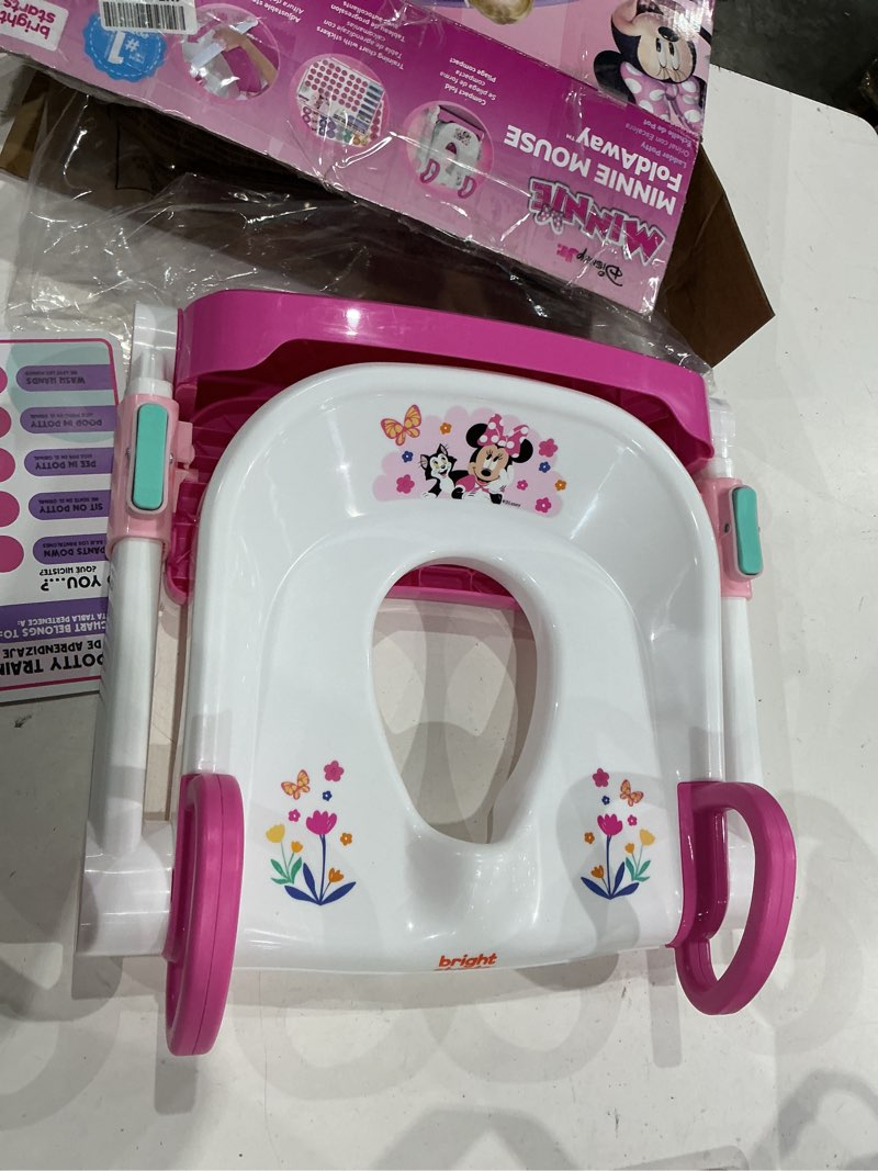 Condition photo showing Good Condition for disney minnie mouse foldaway ladder potty seat by bright starts, toddler toilet training seat with step stool & handles, easy-fold design for storage, 18m - up to 50 lbs minnie ladder