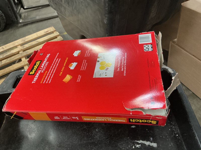 Condition photo showing New/Like New for scotch® thermal laminating pouches, 3 mil size, pack of 200