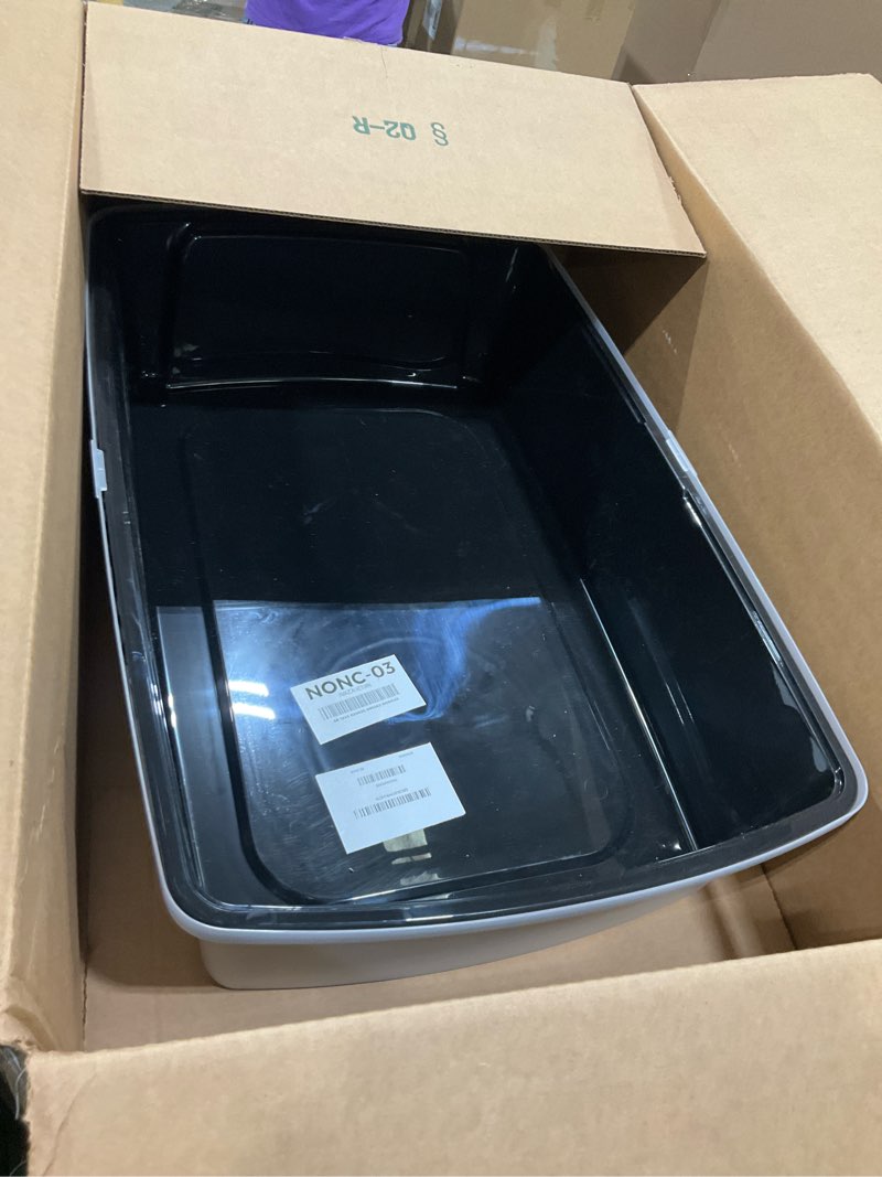 Condition photo showing As Is for IRIS USA XX-Large Cat Litter Box, Open Top Extra Large Litter Box for Big Cats and Multi-Cat Households, High Sided Scatter Shield, Easy to Clean, 30"L x 20"W x 14"H, Black XXL Black