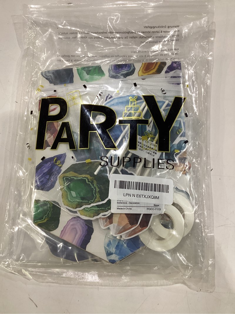Condition photo showing New/Like New for geology birthday decorations crystal theme birthday decorationswith banner cake cupcake toppers crystal diamond party garland for bday baby shower decoration