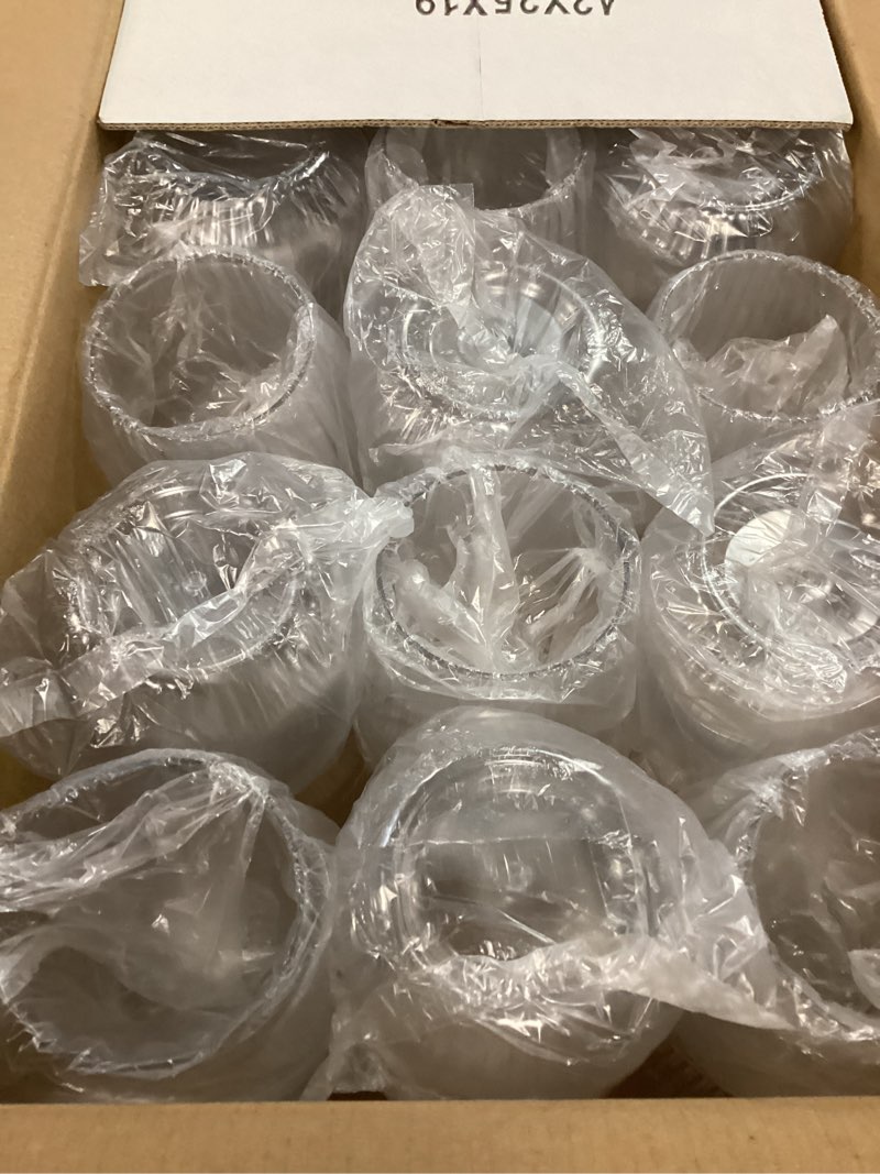 Condition photo showing New/Like New for ciaell 30 pack plastic ribbed wine glasses - 14 oz thicker origami stemless disposable wine champagne whiskey unbreakable cocktail glass, reusable wine cups for party wedding bar clear