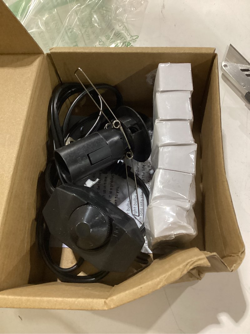 Condition photo showing As Is for 1 pack salt lamp cord replacement with dimmer switch 5 feet lamp cord and 6-pack halogen salt lamp bulbs(15 watts) 1 cord with 6 bulbs c type clip scoket